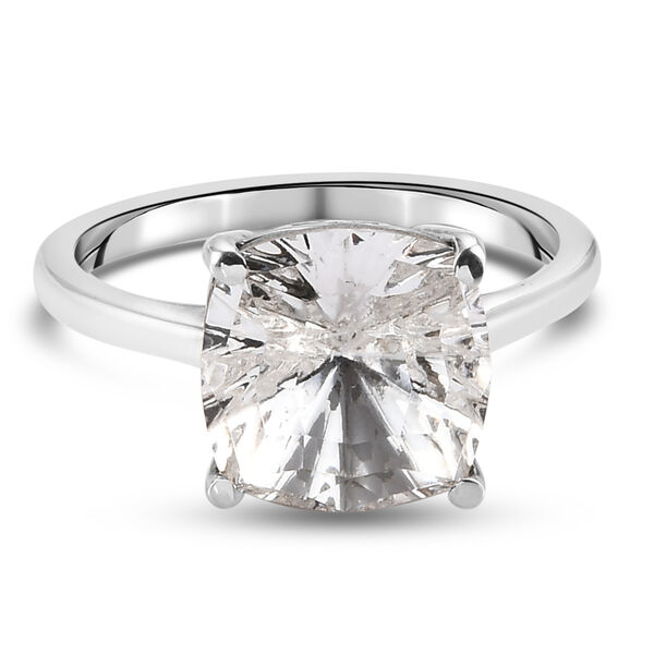 LUSTRO STELLA Österreichischer weißer Kristall Solitär Ring 925 Silber Platin-Überzug image number 0