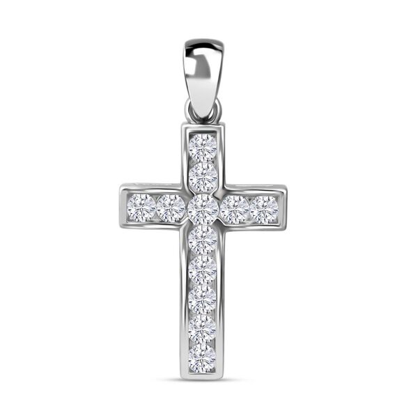 LUSTRO STELLA wei&szlig;er Zirkonia Kreuz Anh&auml;nger