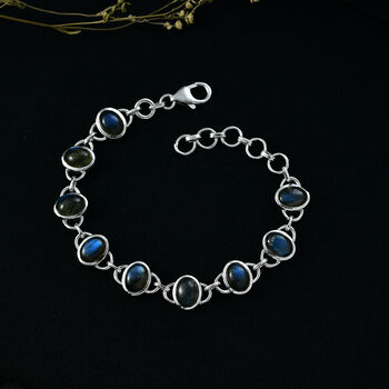 D'Joy AAA Labradorit Armband ca. 19 cm 925 Silber rhodiniert ca. 12,98 ct.