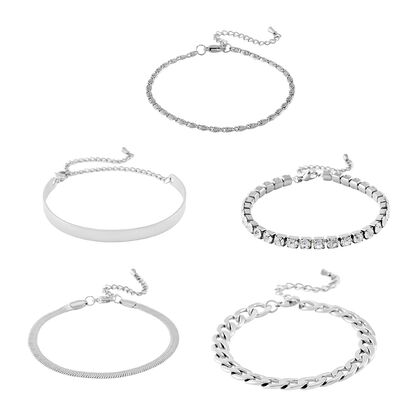 Wei&szlig;er Kristall Schmuckset Reiner Edelstahl