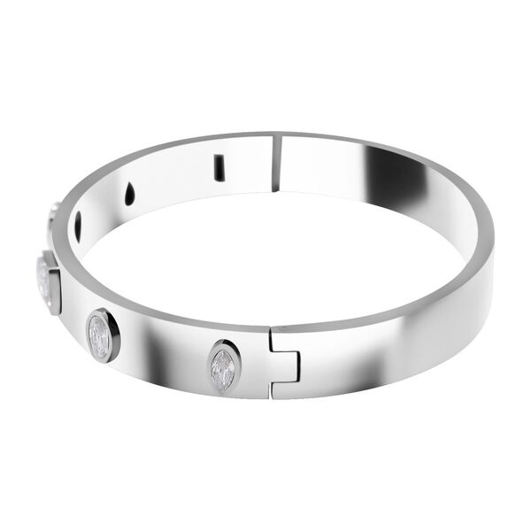 Designer Inspiriert Zirkonia Edelstahl Armreif ca. 20 cm, Silbertone image number 4