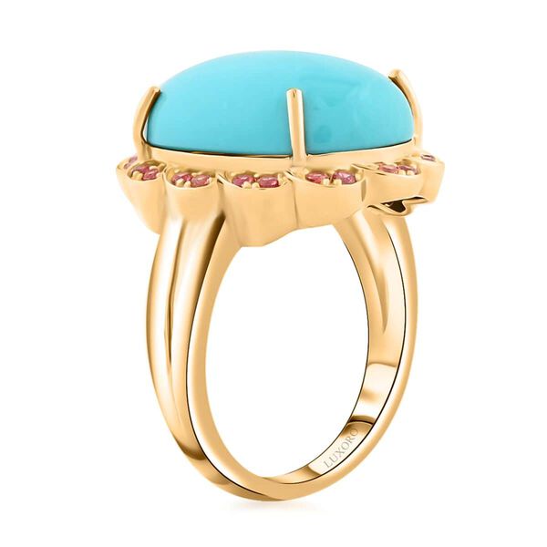 LUXORO zertifiziert und geprüft AAA Sleeping Beauty Türkis und Padparadscha Saphir Ring in 417 Gold - 9,75 ct. image number 3