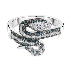 GP Kanchanaburi Blauer Saphir, Blauer Diamant Ring 925 Silber rhodiniert (Größe 18.00) ca. 0.57 ct