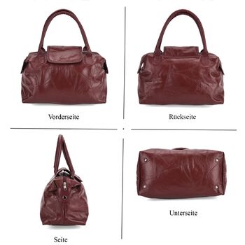 CLOSE OUT DEAL Patchwork-Tasche aus weichem Schafleder, mit Tragegriffen und abnehmbarem Schulterriemen, 29x15x21 cm, Burgund