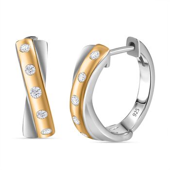 Moissanit Bicolor Creolen, 925 Silber, ca. 0,20 ct.