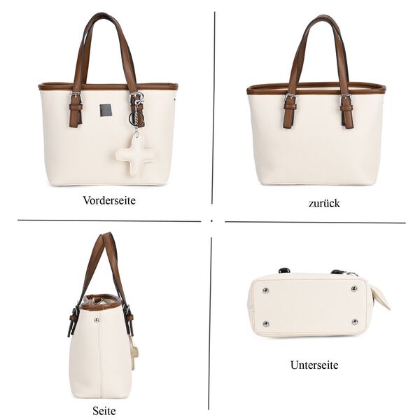 Crossbody Bag mit Designer-Anh&auml;nger in Kreuzform, Beige image number 5