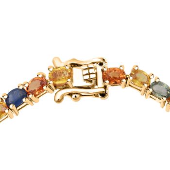 D'Joy AA Mehrfarbig Saphir, Rosa Saphir Armband ca. 19 cm 925 Silber 750 Gelbgold Vermeil ca. 11,21 ct.