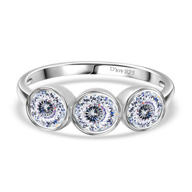 D’joy 100 Facetten Moissanit Ring 925 Silber rhodiniert (Größe 17.00) ca. 1,37 ct