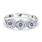 D’joy 100 Facetten Moissanit Ring 925 Silber rhodiniert (Größe 17.00) ca. 1,37 ct