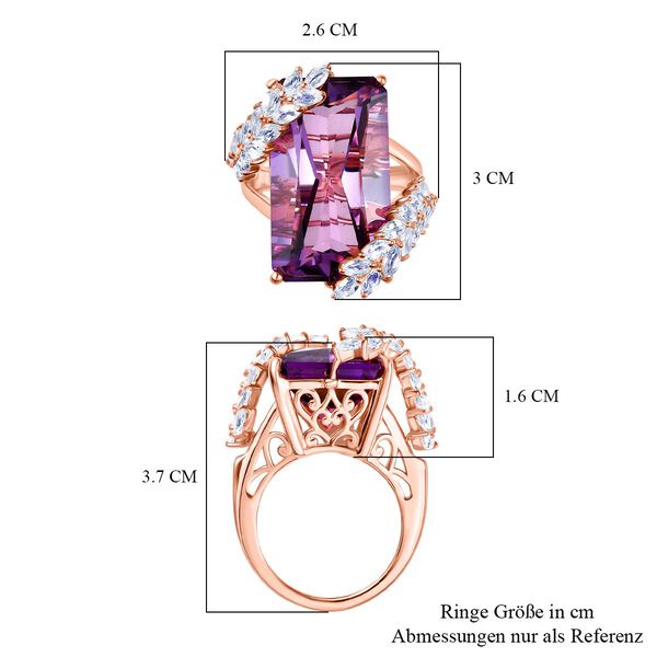 D'Joy AAA Rose De France Amethyst, Weißer Topas Ring 925 Silber 750 Roségold Vermeil (Größe 19.00) ca. 23,70 ct image number 6