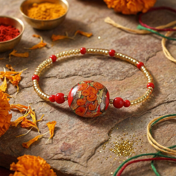 IL MURANO DI FRANCESCA - Rotes MILLEROSE WRAP Armband ca. 19 cm Nickelfreies Messing 750 Gelb Vergoldet image number 1