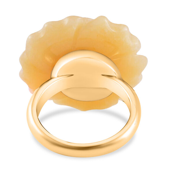 2er Set - Handgeschnitzer Gelber Quarzit Ring und Anhänger mit Kette, (Größe 17.00), goldfarben, ca. 30.00 ct image number 5