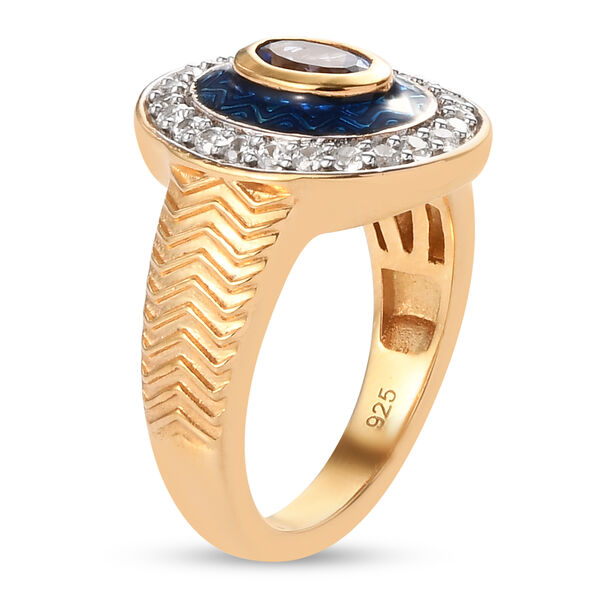 Tansanit und Zirkon Ring 925 Silber vergoldet  ca. 0,98 ct image number 5