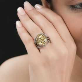 Citrin Ring, 316L Edelstahl (Größe 16.00) ca. 3.43 ct