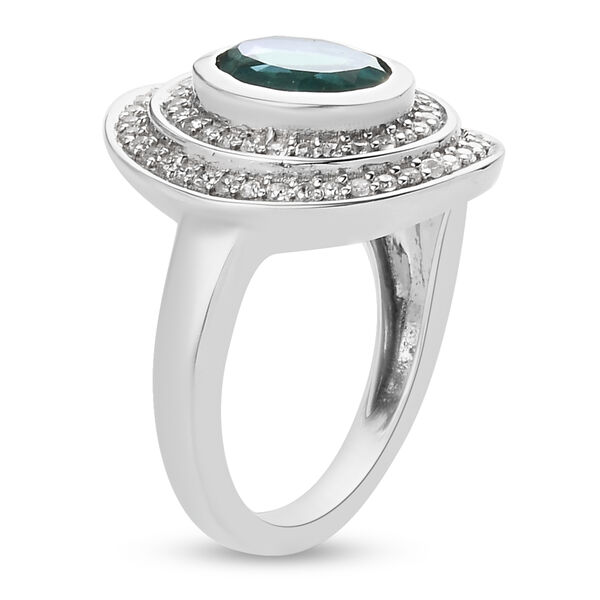 Pfau Triplett Quarz und Zirkon Ring 925 Silber platiniert  ca. 2,71 ct image number 5