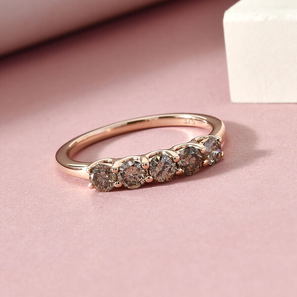 Natürlicher Champagner Diamant Ring, 375 Roségold ca. 0,50 ct image number 2