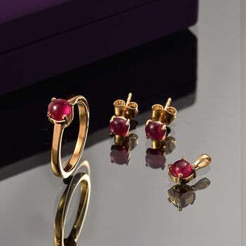 D'Joy Afrikanisches Rubin Schmuckset, 925 Silber 750 Gelbgold Vermeil - 2,80 ct.