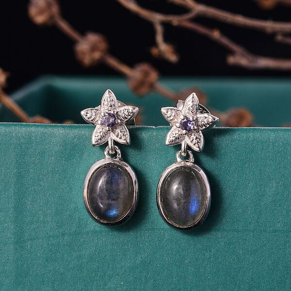 D'Joy AAA Labradorit, Iolit Ohrringe 925 Silber rhodiniert ca. 2.89 ct image number 2