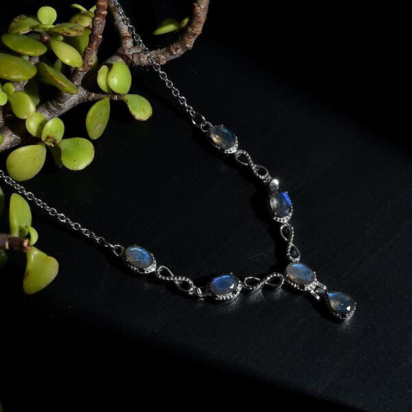 Labradorit Halskette ca. 45 cm Edelstahl ca. 2.91 ct image number 3