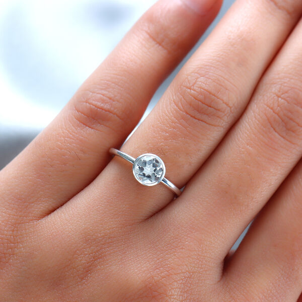 Wei&szlig;er Topas Solit&auml;r Ring 925 Silber  ca. 1,00 ct image number 3