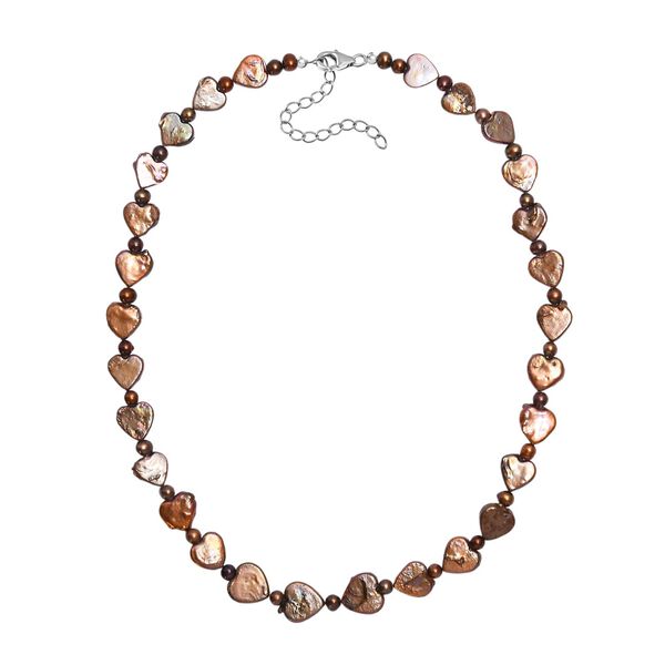 Champagne Perlen Halskette ca. 45 cm 925 Silber rhodiniert image number 3