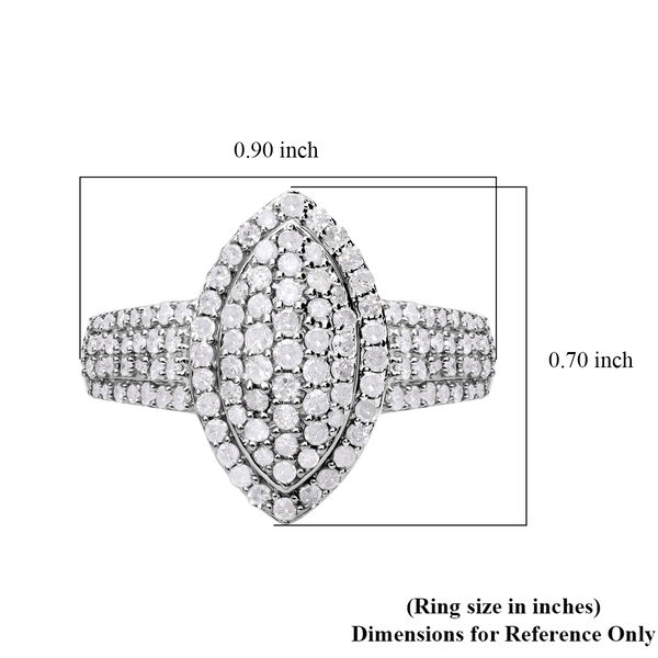 Wei&szlig;er Diamant Ring 925 Silber platiniert (Gr&ouml;&szlig;e 19.00), marquise,  ca. 1.00 ct image number 5