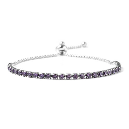Simulierter Lila Diamant Flexibel Bolo Armband 15-22 cm Edelstahl ca. 3,56 ct image number 0