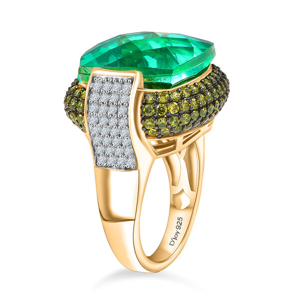 D'Joy Pfau Triplett Quarz, gr&uuml;ner und wei&szlig;er Zirkonia Ring image number 4