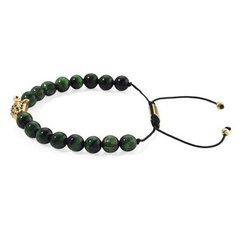 Tigerauge, Gr&uuml;ner Zirkonia Armband, Flexibles, Messing Standard