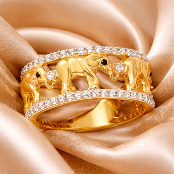 LUSTRO STELLA - wei&szlig;er Zirkonia-Elefant-Bandring image number 2