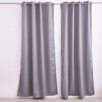 2 Schals Verdunkelungsvorhang mit 8 Metallringen, Gr&ouml;&szlig;e pro Schal 140x240 cm, Grau