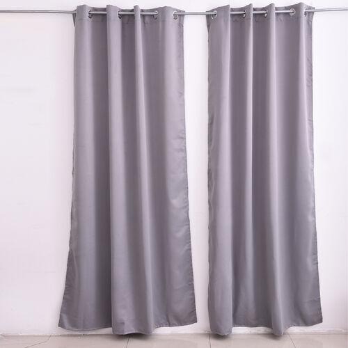 2 Schals Verdunkelungsvorhang mit 8 Metallringen, Größe pro Schal 140x240 cm, Grau image number 0