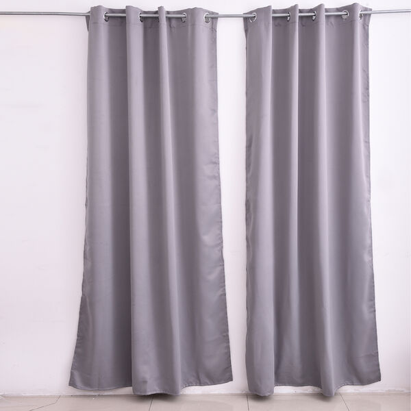 2 Schals Verdunkelungsvorhang mit 8 Metallringen, Gr&ouml;&szlig;e pro Schal 140x240 cm, Grau