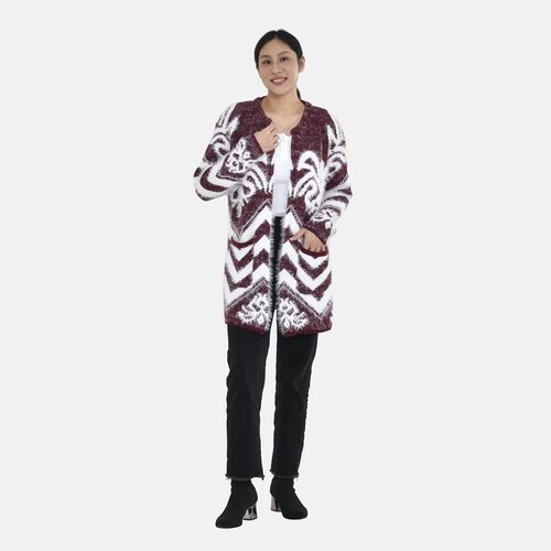 Damen Cardigan mit 2 Taschen, Burgunderrot image number 0