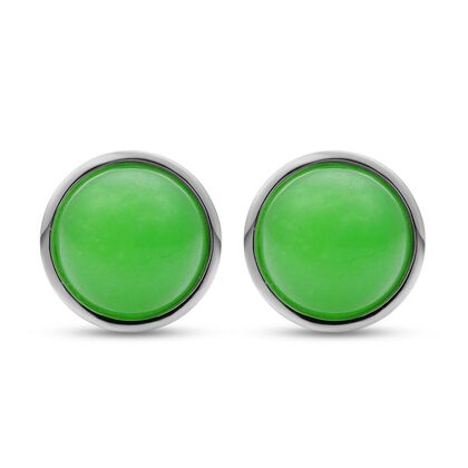 Grüne Jade Ohrringe, 925 Silber rhodiniert ca. 5,38 ct