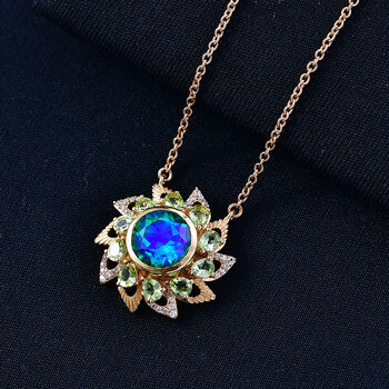 EverTrue Pfau Triplett Quarz, Peridot und Zirkon 50cm Halskette - 6 ct.