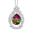 D’joy Wassermelonen Quarz Triplette, Weißer Zirkon Schmuckset 925 Silber rhodiniert ca. 11,36 ct.