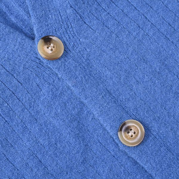 longline coatigan with bottonsMaterial: PBT26%, nylon 32%, acrylic 42%Size:50*90cmWeight:700gColor: blue image number 4