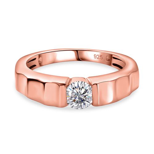 Moissanit Ring, 925 Silber rhodiniert, ca. 0.43 ct