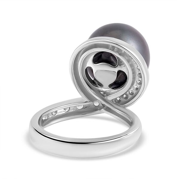 12-13mm Tahiti Perle und Zirkon Ring - 0,45 ct. image number 6