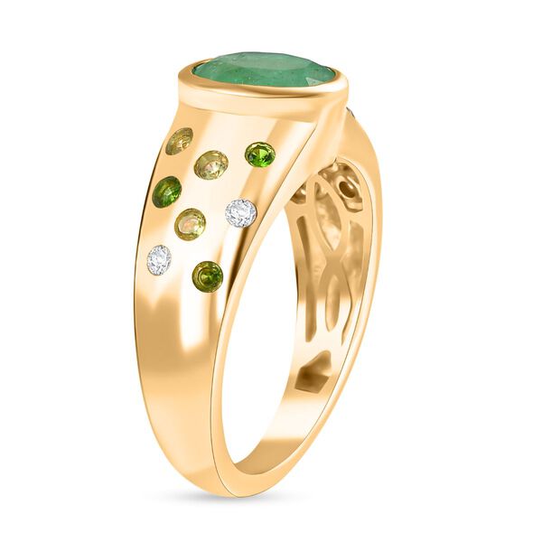 Kagem Sambischer Smaragd, Natürlicher Chromdiopsid Ring 925 Silber 750 Gelbgold Vermeil (Größe 18.00) ca. 1,52 ct image number 5