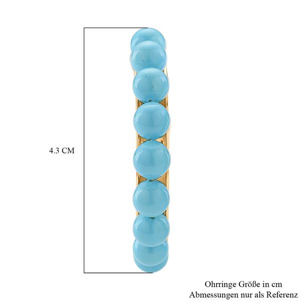 Sleeping Beauty T&uuml;rkis farbe Muschelperle (5-7 mm) Ohrringe, 316L Edelstahl, vergoldet image number 5