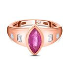 Ilakaka Rosa Saphir (Fissure gefüllt), weißer Zirkon Ring, 925 Silber Roségold Vermeil (Größe 20.00) ca. 1.75 ct