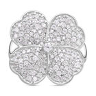 Weißer Diamant Ring, 925 Silber platiniert (Größe 19.00) ca. 1.00 ct Blume 1.01 ct