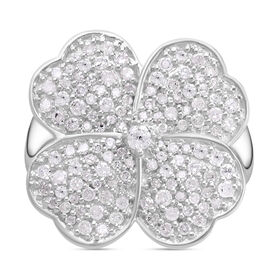 Weißer Diamant Ring, 925 Silber platiniert (Größe 19.00) ca. 1.00 ct