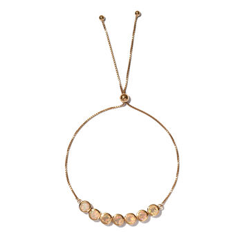 Nat&uuml;rliches, &auml;thiopisches Opal-Bolo Armband, ca. 16-26 cm, 925 Silber vergoldet ca. 2,10 ct