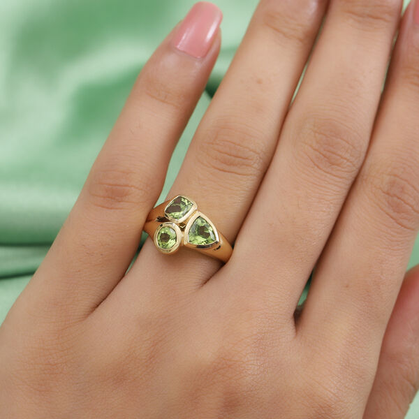 Peridot Ring 925 Silber 585 Vergoldet image number 3