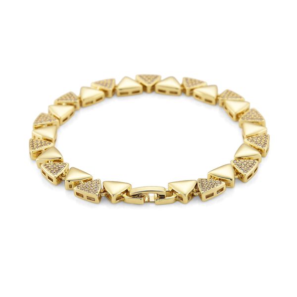 Wei&szlig;es Zirkonia 19cm Armband, Goldton image number 4