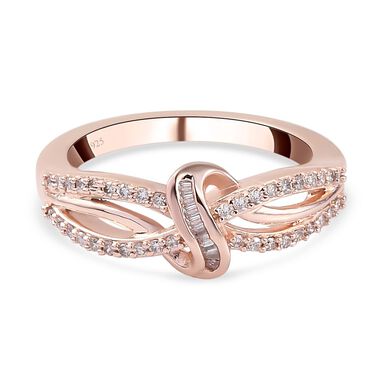 Natürlicher, rosa Diamant-Ring. 925 Silber Roségold Vermeil  ca. 0,25 ct