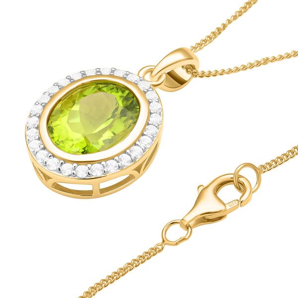 Natürlicher Peridot und Zirkon-Anhänger mit 50cm Kette - 4,19 ct. image number 4